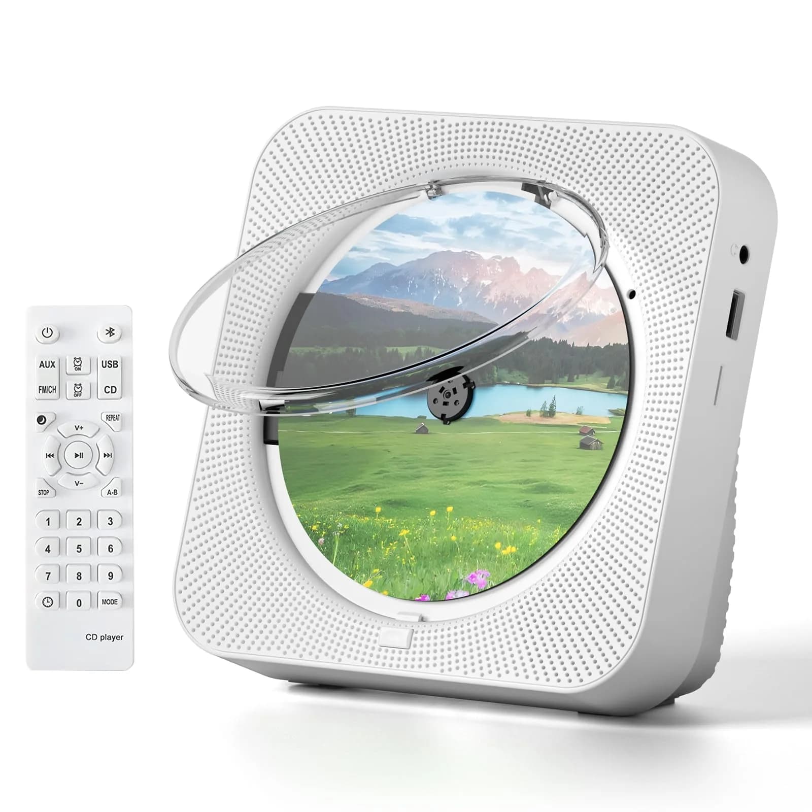 MICOCIOUS Bluetooth CD Player with Speakers 16.7cm (6.57in) White | Desktop Kpop Music Player with FM Radio, AUX, USB, TF Card