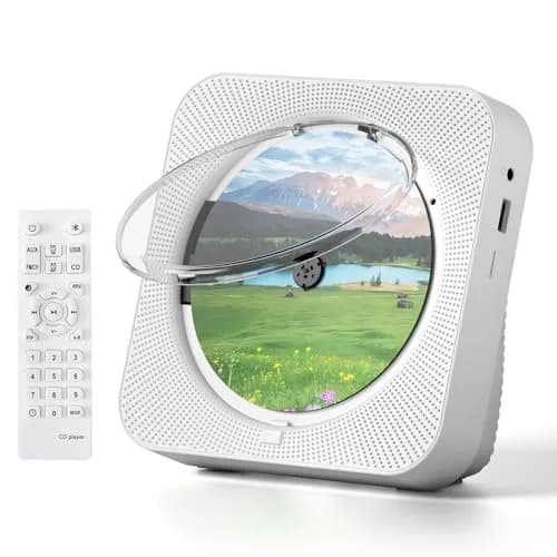 MICOCIOUS Bluetooth CD Player with Speakers 16.7cm (6.57in) White | Desktop Kpop Music Player with FM Radio, AUX, USB, TF Card thumbnail 1