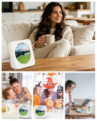 MICOCIOUS Bluetooth CD Player with Speakers 16.7cm (6.57in) White | Desktop Kpop Music Player with FM Radio, AUX, USB, TF Card thumbnail 7