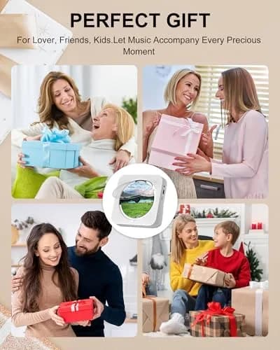 MICOCIOUS Bluetooth CD Player with Speakers 16.7cm (6.57in) White | Desktop Kpop Music Player with FM Radio, AUX, USB, TF Card thumbnail 8