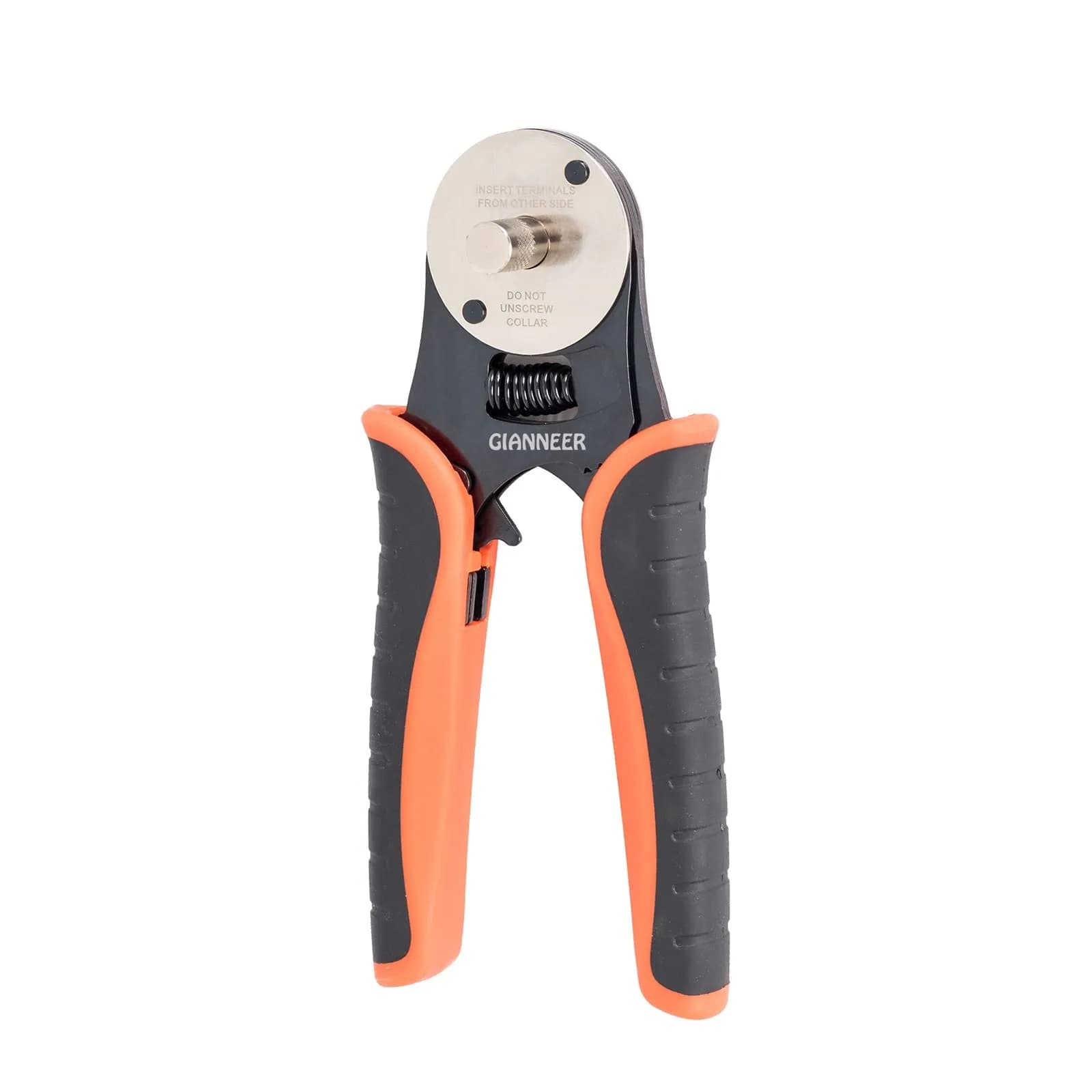 GIANNEER Deutsch Crimp Tool Closed Barrel Crimper 14-18 AWG | Precise, Durable, Automotive Use — Orange and Black