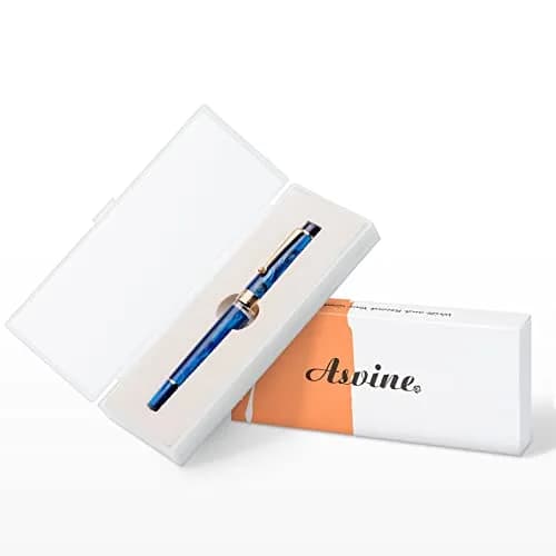 Asvine P20 Galaxy Blue Fountain Pen Piston Filling, Fine Point Smooth Writer with Gift Case | 0.5mm Nib thumbnail 6