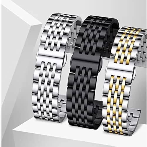 Niziruoup 19mm Stainless Steel Watch Band Two-Tone Silver Gold | Adjustable Metal Bracelet Strap for Smartwatches & Traditional Watches thumbnail 6