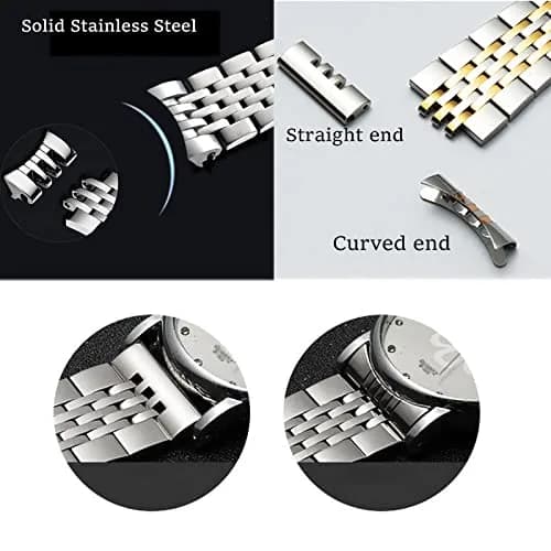 Niziruoup 19mm Stainless Steel Watch Band Two-Tone Silver Gold | Adjustable Metal Bracelet Strap for Smartwatches & Traditional Watches thumbnail 2