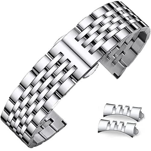 Niziruoup 19mm Stainless Steel Watch Band Strap Silver | Adjustable Metal Watch Bracelet Replacement Band for Men & Women thumbnail 1