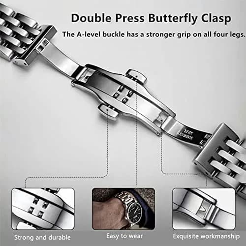Niziruoup 20mm Stainless Steel Watch Band Strap Silver | Adjustable Size Watch Band thumbnail 3