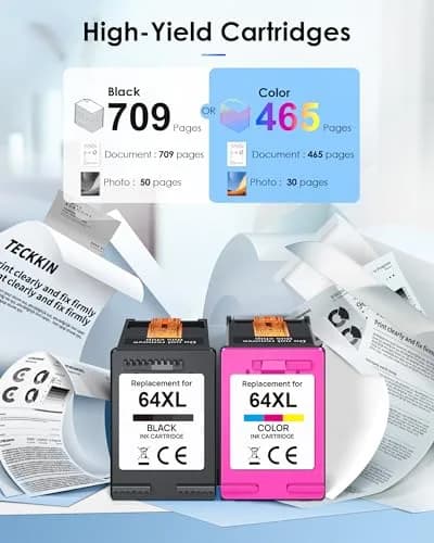 TECKKIN 64XL Ink Cartridges Combo Pack for HP Ink 64XL | High Page Yield & Bright Prints thumbnail 4
