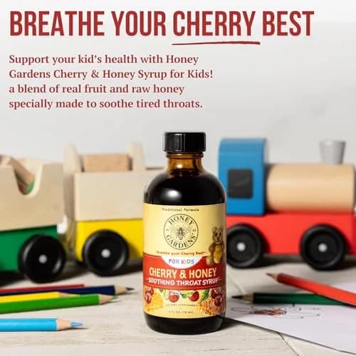 ZAND Honey Gardens Kids Cherry & Honey Throat Syrup | Herbal Raw Honey Formula for Kids, 24 Servings, 4 FL Oz thumbnail 5
