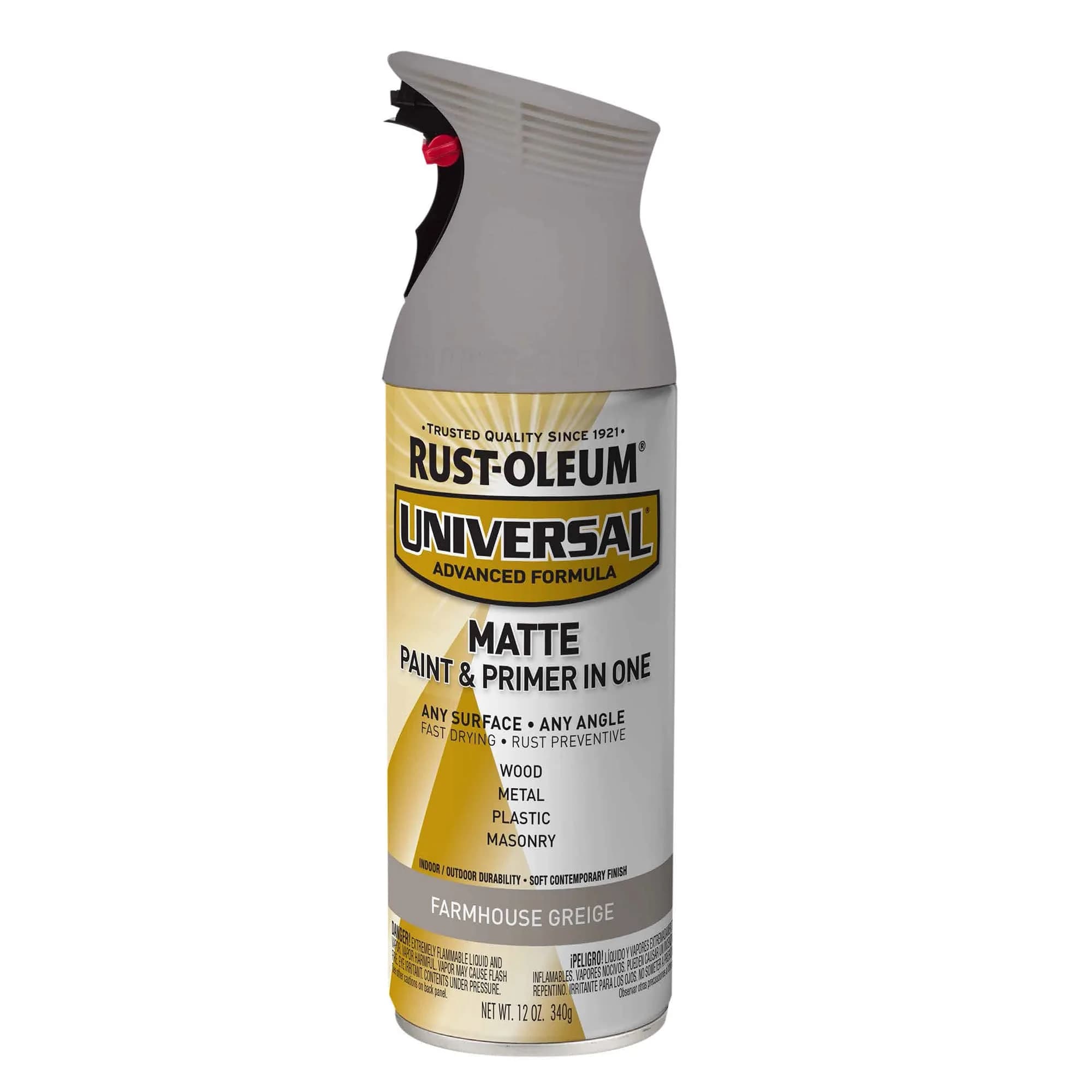 Rust-Oleum Universal All Surface Spray Paint, Matte Farmhouse Greige, 12 oz (Pack of 1) - main product image