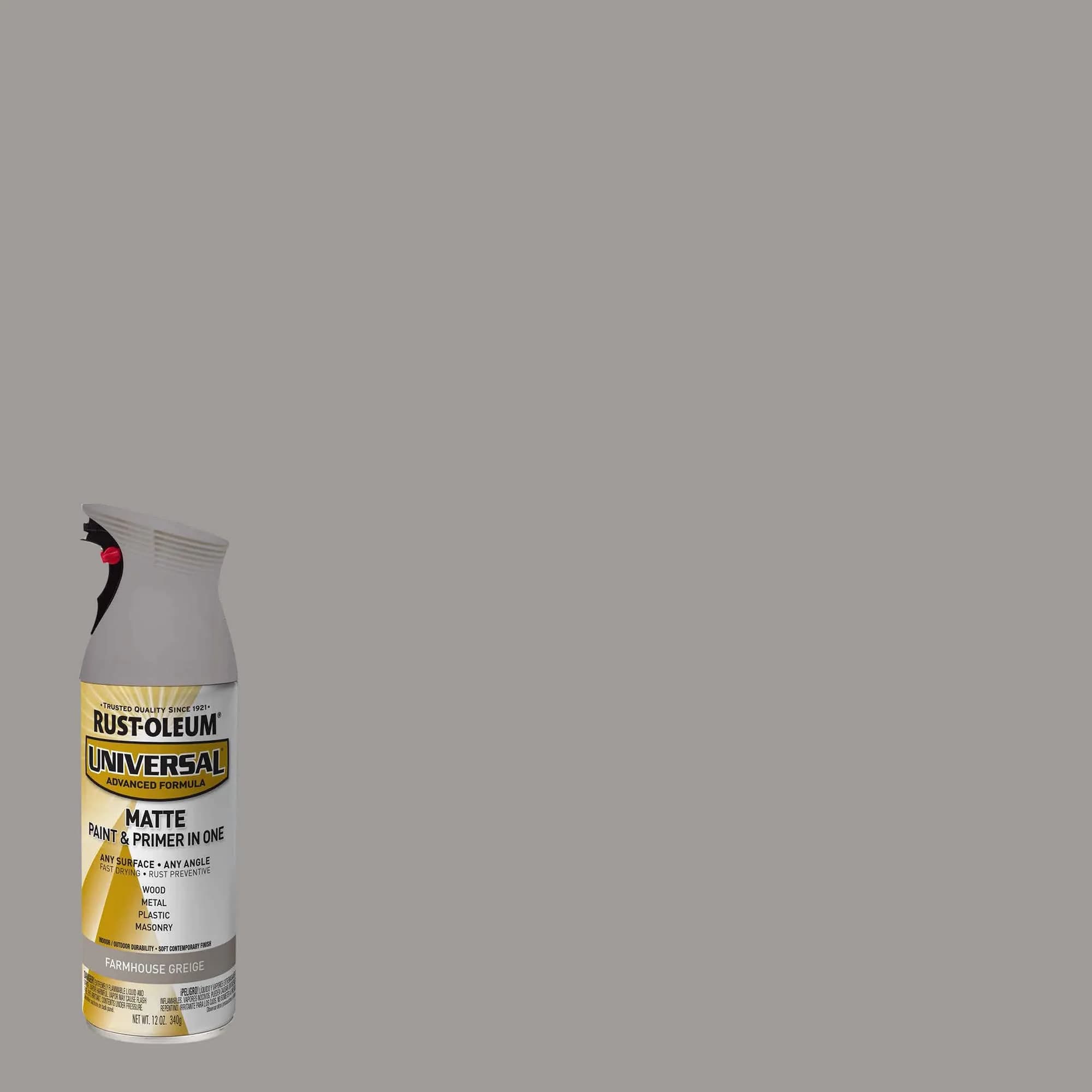 Rust-Oleum Universal All Surface Spray Paint, Matte Farmhouse Greige, 12 oz (Pack of 1) - view 2