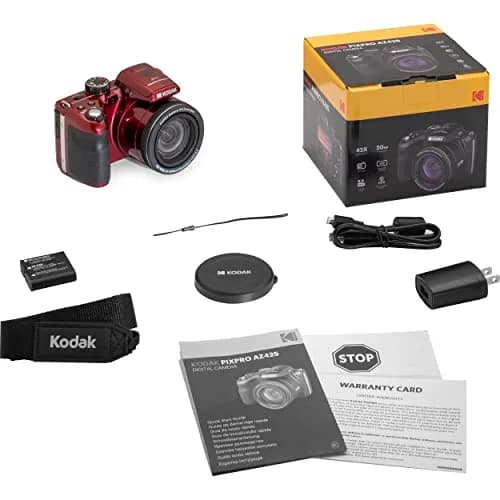 Kodak PIXPRO AZ425 Digital Camera with 42x Optical Zoom, 20MP CCD Sensor, 64GB Card & Accessories (Red) thumbnail 7