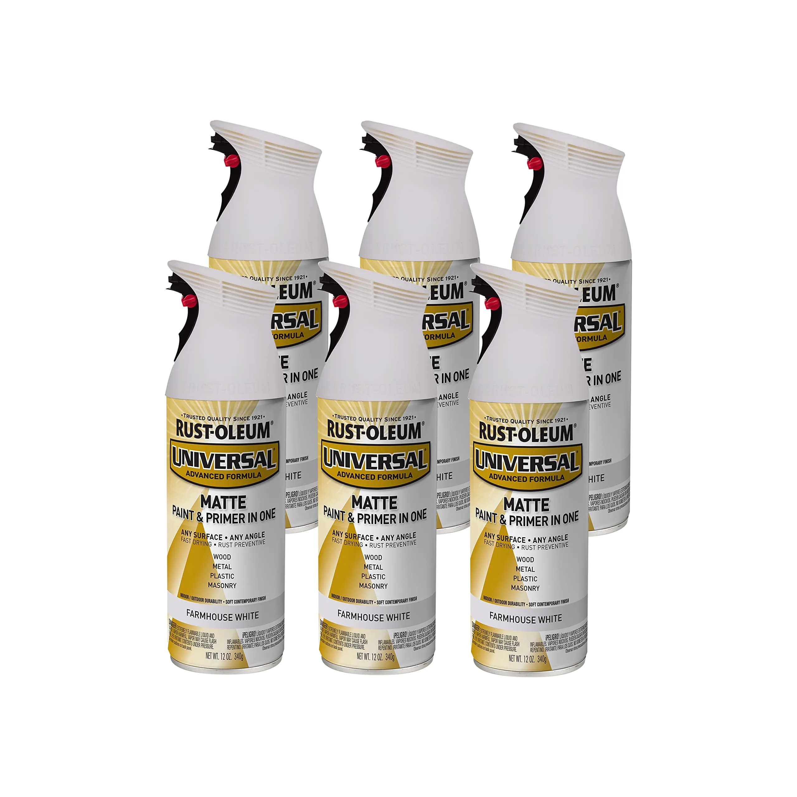 Rust-Oleum Universal All Surface Matte Farmhouse White Spray Paint - 12 oz (Pack of 6) - main product image