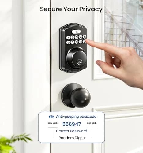 Veise KS01C Keyless Entry Deadbolt Door Lock with Knobs, Matte Black | 20 User Codes, Auto Lock, IP54 Weatherproof thumbnail 8