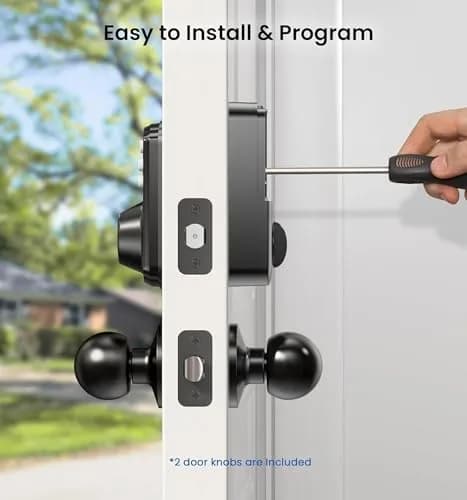 Veise KS01C Keyless Entry Deadbolt Door Lock with Knobs, Matte Black | 20 User Codes, Auto Lock, IP54 Weatherproof thumbnail 9