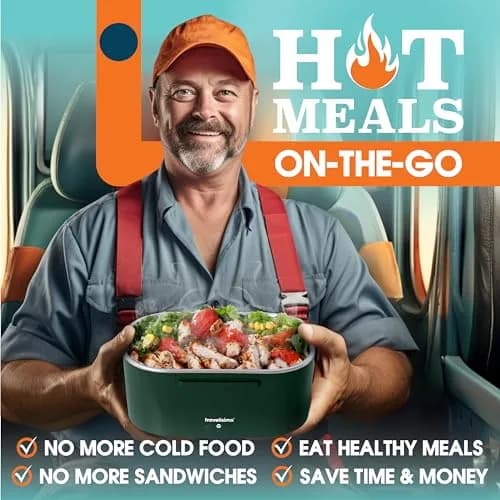 TRAVELISIMO Electric Lunch Box for Adults 1.5L Stainless Steel Portable Food Warmer, 100W | Self Heating & Travel Friendly thumbnail 2