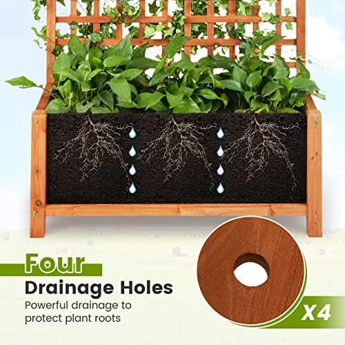 HAPPYGRILL 72.5" Raised Garden Bed with Trellis & Planter Box | Large Wooden Garden Planter for Yard Balcony thumbnail 6