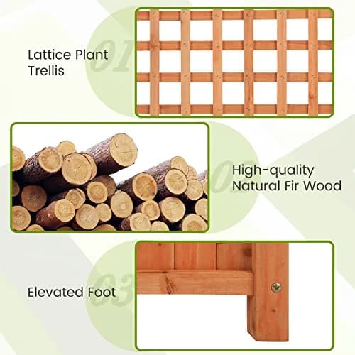 HAPPYGRILL 72.5" Raised Garden Bed with Trellis & Planter Box | Large Wooden Garden Planter for Yard Balcony thumbnail 8