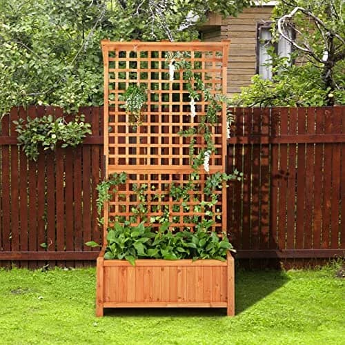HAPPYGRILL 72.5" Raised Garden Bed with Trellis & Planter Box | Large Wooden Garden Planter for Yard Balcony thumbnail 3