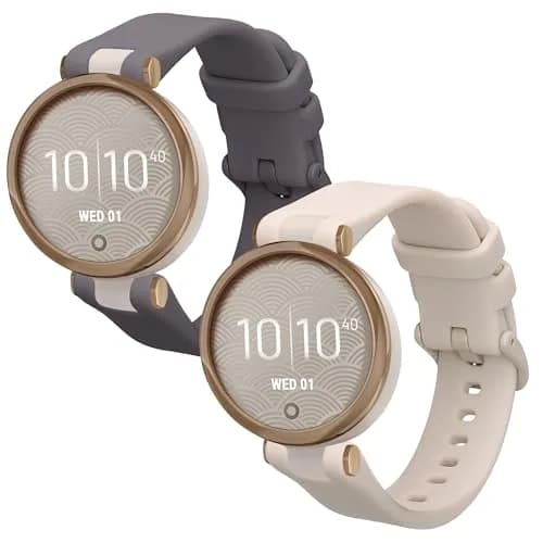 kwmobile Silicone Watch Bands Compatible with Garmin Lily Sport - 2x Replacement Bands - Lavender/Beige (14-22 cm) thumbnail 1