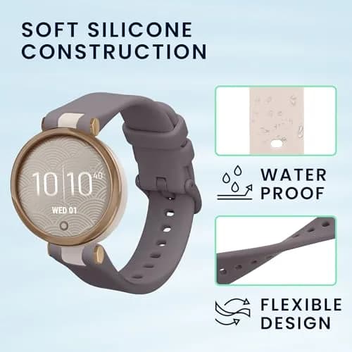 kwmobile Silicone Watch Bands Compatible with Garmin Lily Sport - 2x Replacement Bands - Lavender/Beige (14-22 cm) thumbnail 4