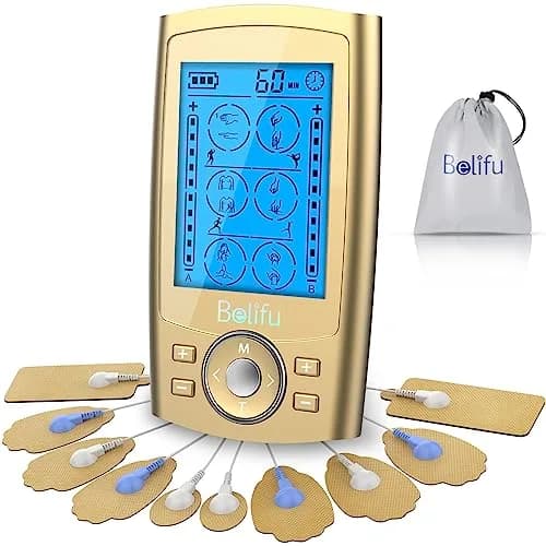 Belifu Dual Channel TENS EMS Unit 24 Modes Muscle Stimulator with 10 Pads | Pain Relief Therapy thumbnail 1