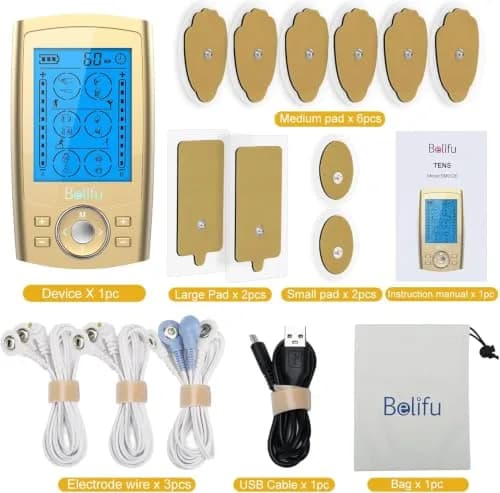 Belifu Dual Channel TENS EMS Unit 24 Modes Muscle Stimulator with 10 Pads | Pain Relief Therapy thumbnail 5