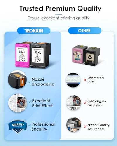 TECKKIN 65XL Black Ink Cartridge Replacement for HP 65 Black Ink Cartridge | High Yield, Compatible with HP Deskjet & Envy Series thumbnail 6