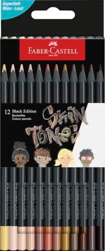 Faber-Castell Black Edition Skin Tone Colored Pencils, 12 Count | Professional Art Supplies for Drawing & Coloring thumbnail 1