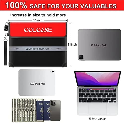 COLCASE Fireproof Document Bag with Lock 15 x 11 inches | 5200℉ Heat Insulated Waterproof thumbnail 7