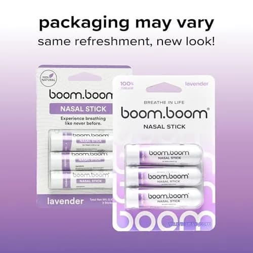 BoomBoom Nasal Stick Medication 3 Pack | Essential Oils + Menthol Inhaler with Vapor Flow Technology thumbnail 2