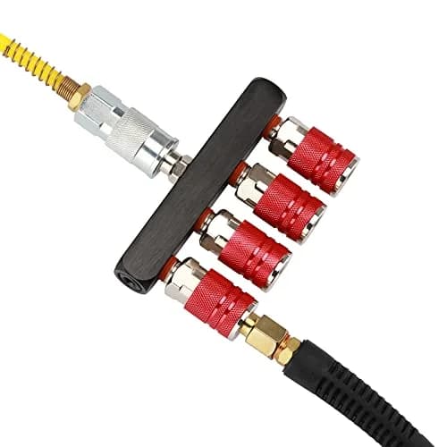AIRTOON 2PCS 4-Way Straight Air Manifold Splitter with 4 Couplers & 1/4" MNPT Plug | Aluminum & Brass Fittings thumbnail 7