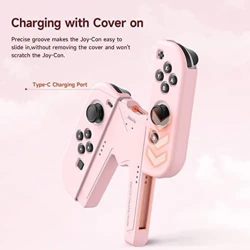 JINGDU Pink Switch Joy-Con Charging Grip with Indicators | 45W USB-C PD Charger thumbnail 4
