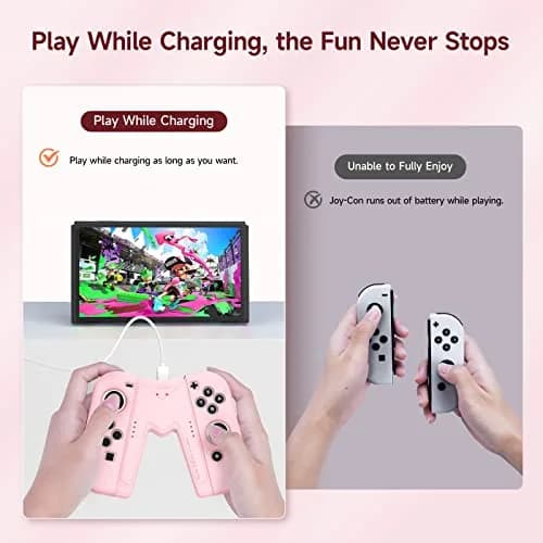 JINGDU Pink Switch Joy-Con Charging Grip with Indicators | 45W USB-C PD Charger thumbnail 2