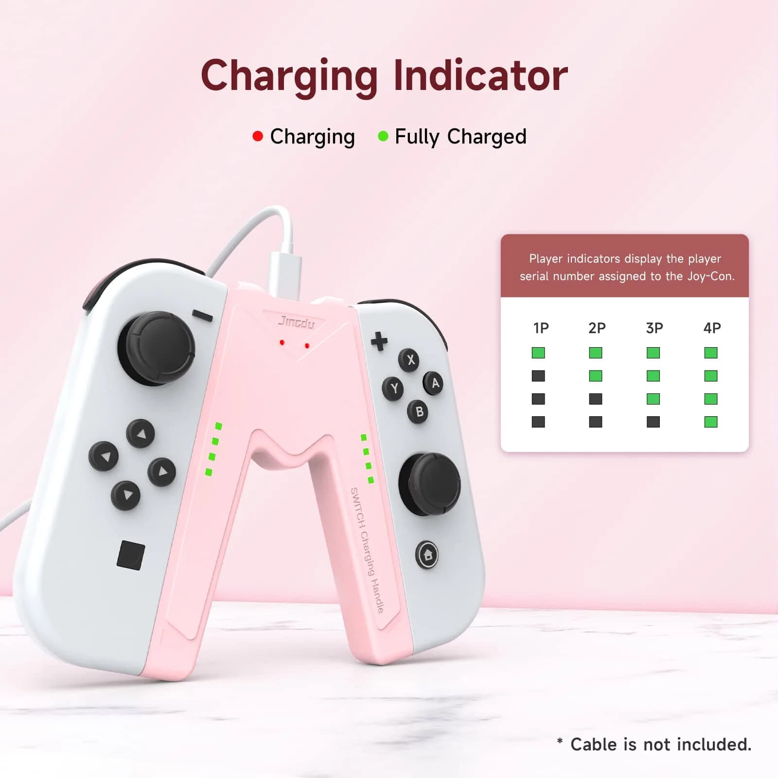 JINGDU Pink Switch Joy-Con Charging Grip with Indicators | 45W USB-C PD Charger - view 3