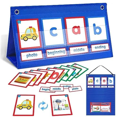 AKAYOK CVC Word Building Desktop Pocket Chart with 108 Phonics Flash Cards | Early Reading & Spelling Alphabet Learning Tools for Preschool, Kindergarten, Homeschooling thumbnail 1