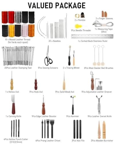 Nicpro Leather Tooling Kit 85PCS | Beginner & Professional Leathercraft Tools with Storage Bag thumbnail 3