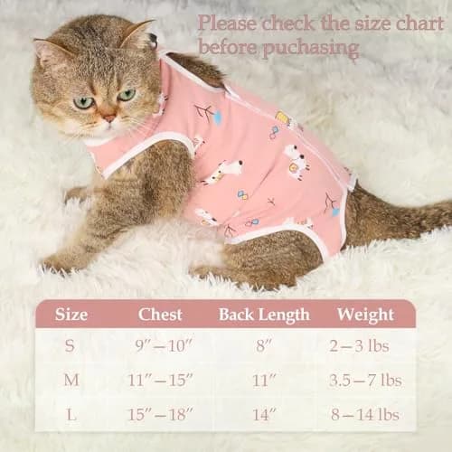 ANWA Cat Recovery Suit Large | Breathable Post-Surgery Cat Suit for Female thumbnail 2