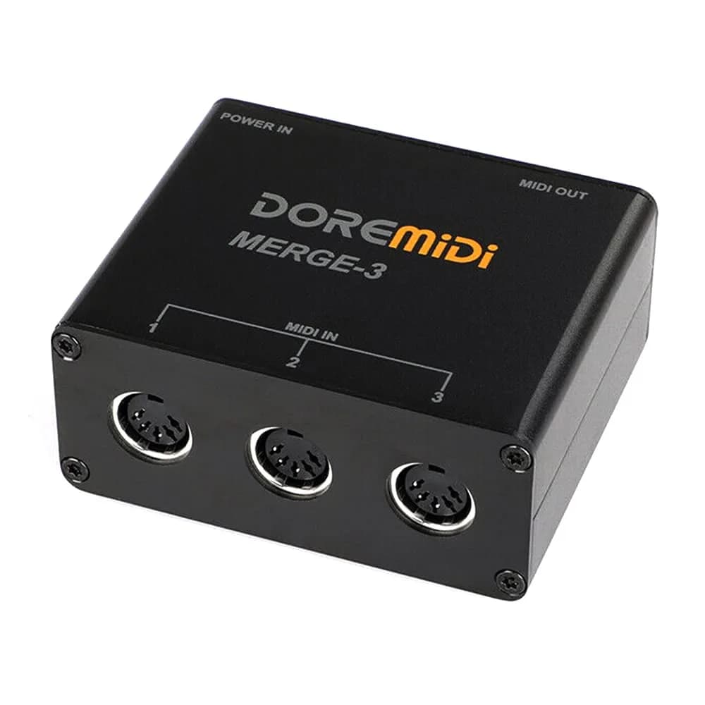 DOREMiDi MERGE-3 MIDI Merge Box with 3 Inputs & 1 Output | USB Powered Hardware MIDI Merger