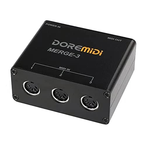 DOREMiDi MERGE-3 MIDI Merge Box with 3 Inputs & 1 Output | USB Powered Hardware MIDI Merger thumbnail 1