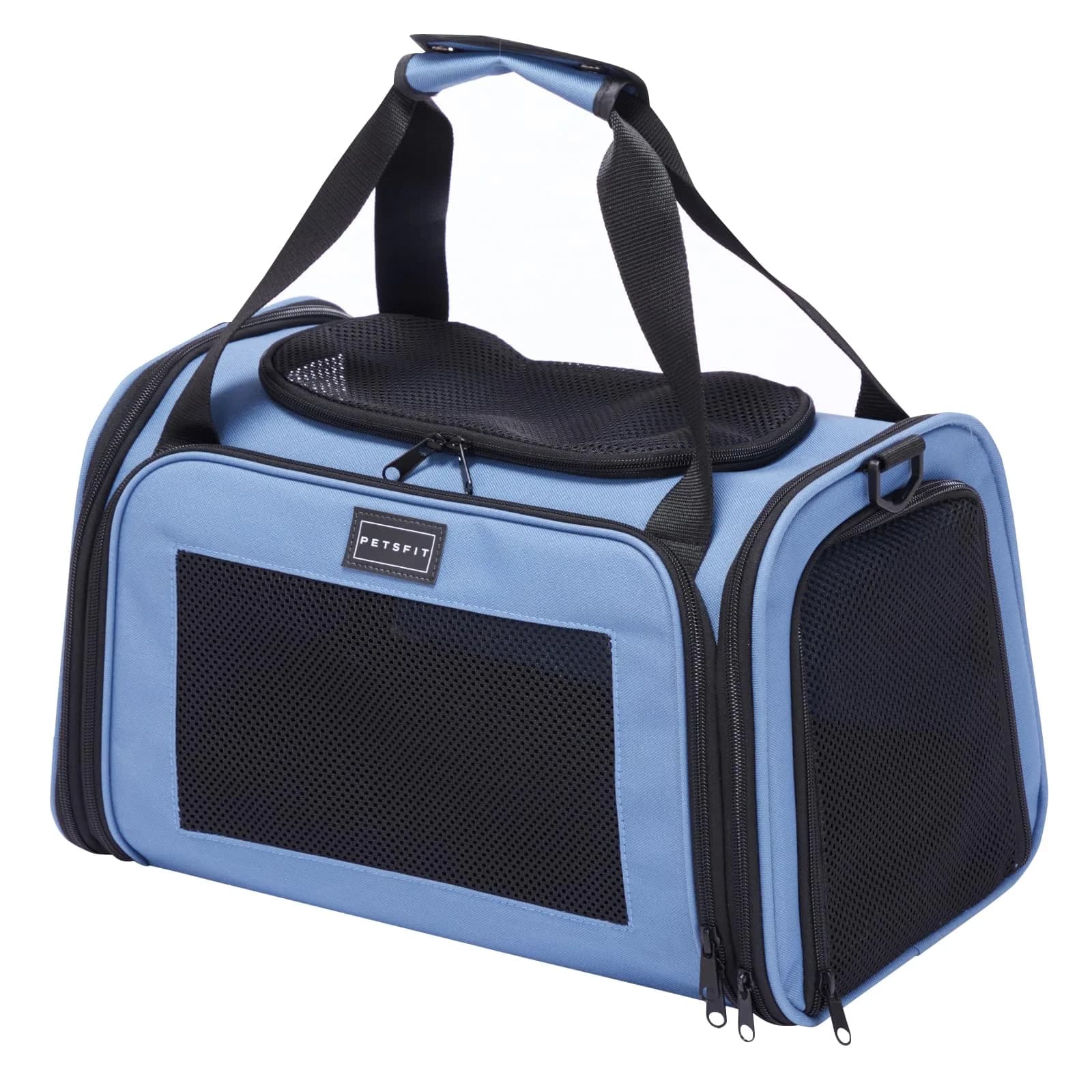 Petsfit Pet Carrier, Blue, Small & Medium Cats & Puppies | Airline Approved & Collapsible — Blue