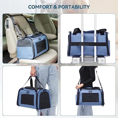 Petsfit Pet Carrier, Blue, Small & Medium Cats & Puppies | Airline Approved & Collapsible thumbnail 4