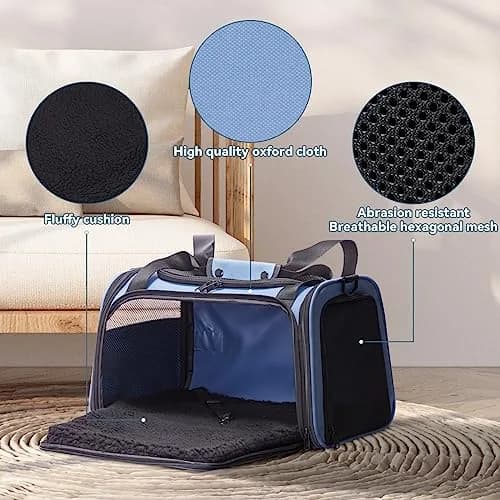 Petsfit Pet Carrier, Blue, Small & Medium Cats & Puppies | Airline Approved & Collapsible thumbnail 2