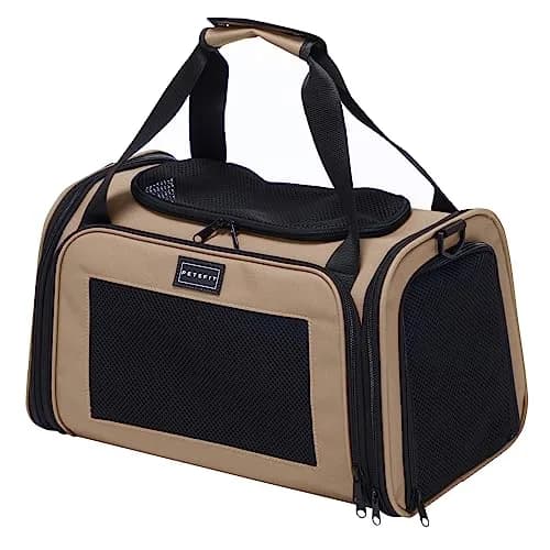 Petsfit Pet Carrier for Cat, Small Dogs, Khaki | Airline & TSA Approved Travel Carrier for Pets Under 12 Lbs thumbnail 1