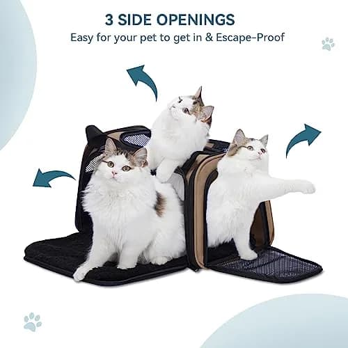 Petsfit Pet Carrier for Cat, Small Dogs, Khaki | Airline & TSA Approved Travel Carrier for Pets Under 12 Lbs thumbnail 6