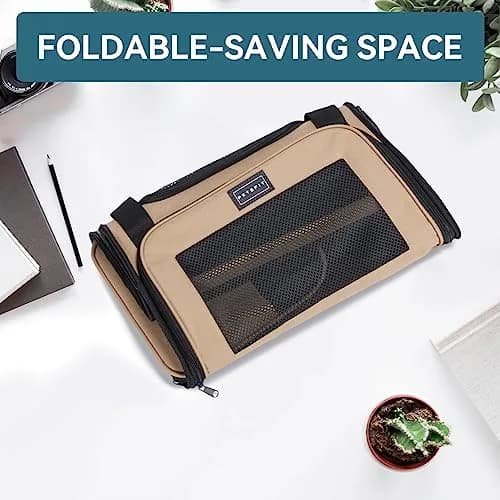 Petsfit Pet Carrier for Cat, Small Dogs, Khaki | Airline & TSA Approved Travel Carrier for Pets Under 12 Lbs thumbnail 7