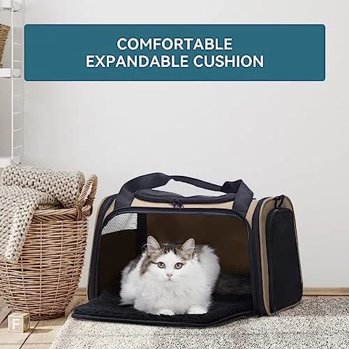 Petsfit Pet Carrier for Cat, Small Dogs, Khaki | Airline & TSA Approved Travel Carrier for Pets Under 12 Lbs thumbnail 8