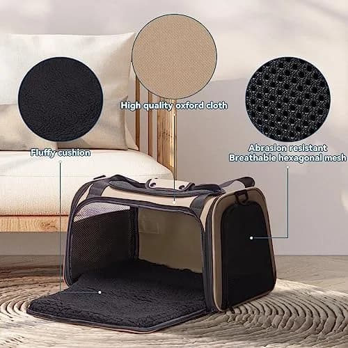 Petsfit Pet Carrier for Cat, Small Dogs, Khaki | Airline & TSA Approved Travel Carrier for Pets Under 12 Lbs thumbnail 2