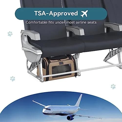 Petsfit Pet Carrier for Cat, Small Dogs, Khaki | Airline & TSA Approved Travel Carrier for Pets Under 12 Lbs thumbnail 3