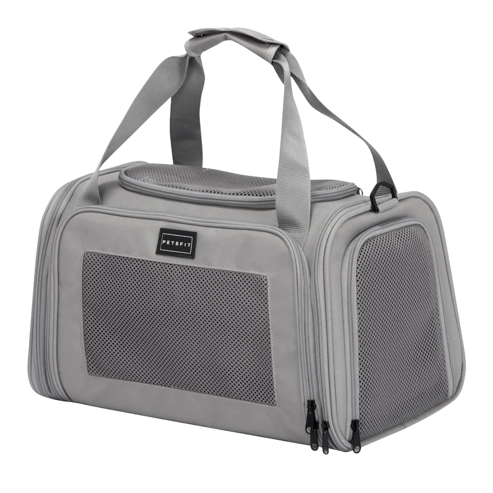 Petsfit Cat Carrier Grey 17.5"L x 10.5"W x 10.5"H | Airline Approved with Extendable Mat