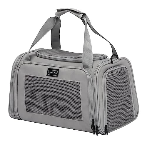 Petsfit Cat Carrier Grey 17.5"L x 10.5"W x 10.5"H | Airline Approved with Extendable Mat thumbnail 1